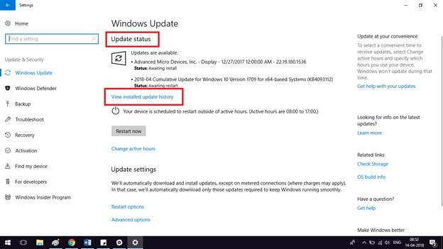 Driver updates in Windows 10