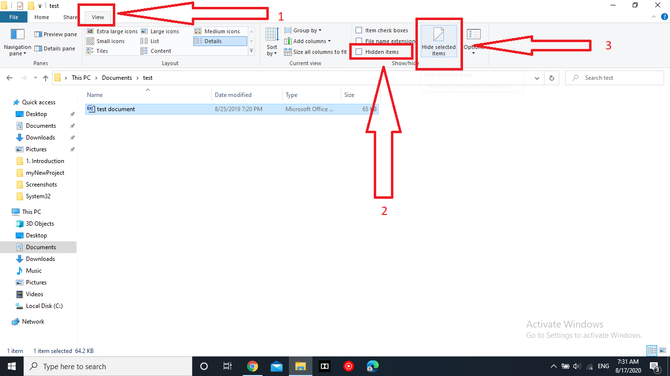 Hide and Unhide File Folders in Windows 10